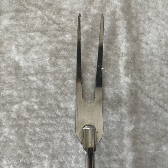 Ekco Meat Fork Utensil Carving USA Chrome Shaft Wood Handle 13" Kitchen Vintage - Picture 11 of 14